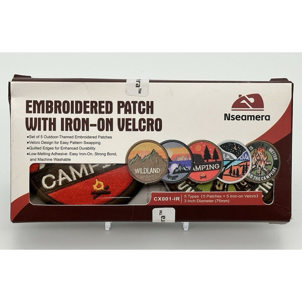 NIB Nseamera CX001-IR 5 Pack 3" Patches Outdoor Wilderness Iron On Hook Loop